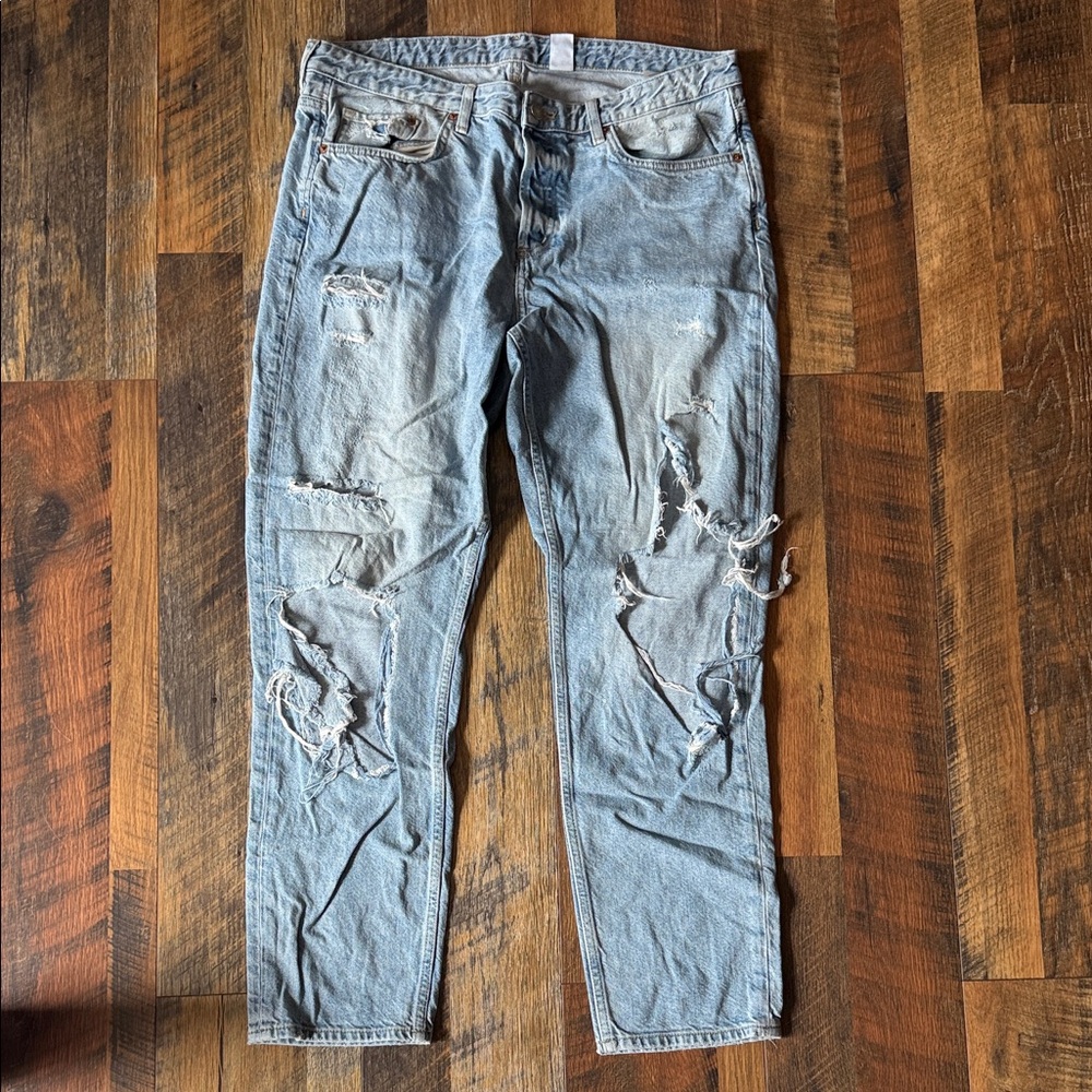 H&M Casual Distressed Blue Boyfriend Jeans